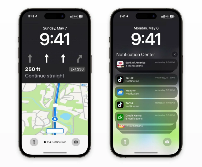 正镶白苹果维修服务分享iOS17锁屏地图导航半屏显示长什么样 